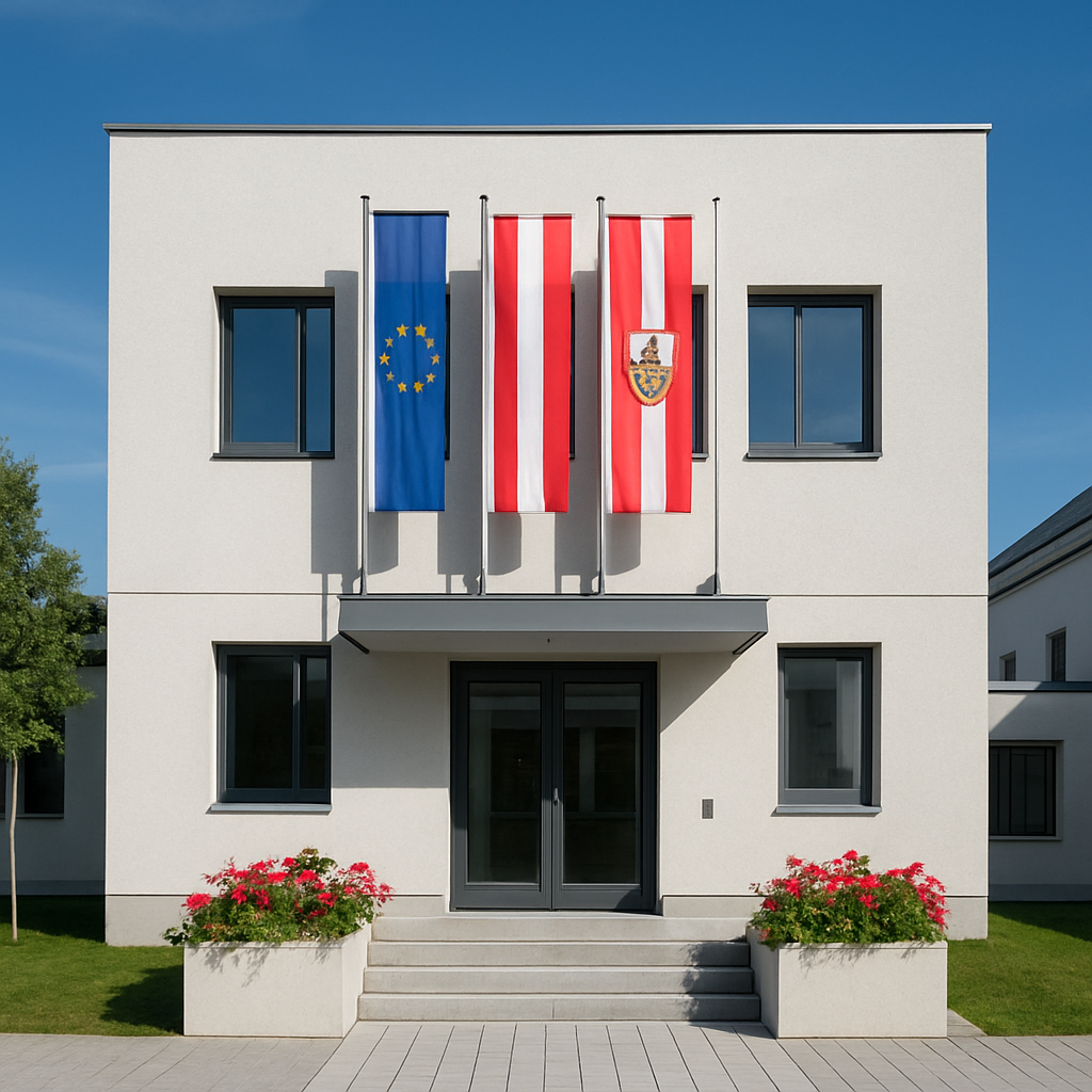 Modernes Gemeindeamt von Buchungsdorf